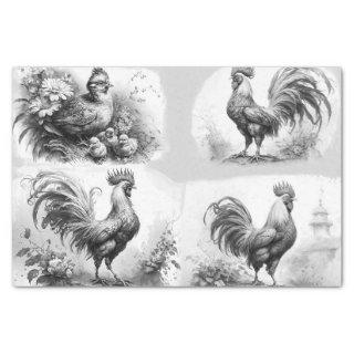 Rooster Sketches Tissue Paper