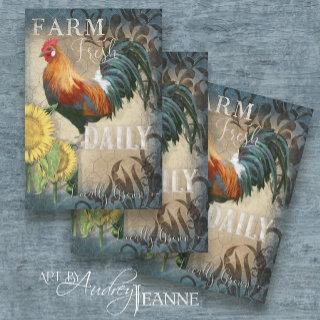 Rooster Sunflower Farm Fresh Cottagecore Decoupage  Sheets