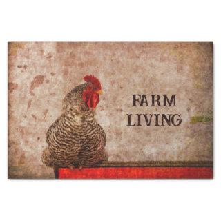 Rooster Vintage Antique Red Brown Texture Farm Tissue Paper
