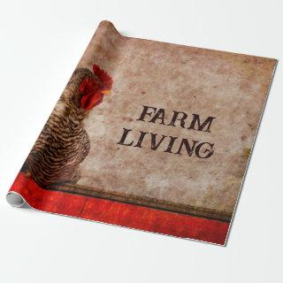 Rooster Vintage Antique Red Brown Texture Farm