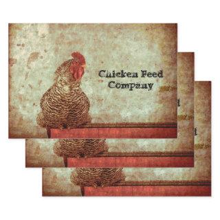 Rooster Vintage Antique Texture Typography Farm  Sheets