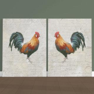 Rooster Watercolor Script Marble Texture Decoupage Tissue Paper