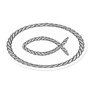 Rope Ichthus Euro Style Oval Sticker