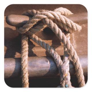 Rope Tied To A Boat Tie Square Sticker
