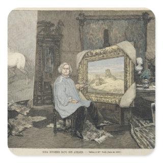 Rosa Bonheur  in her studio Square Sticker