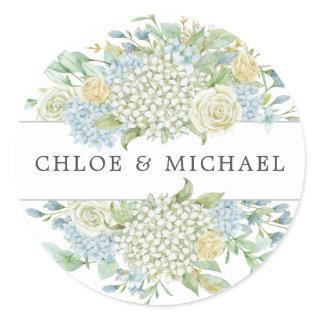Rose and Hydrangea Floral Wedding Envelope Seal