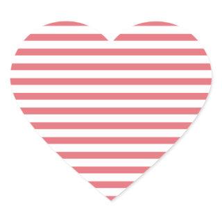 Rose and White Horizontal Stripe Heart Sticker