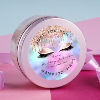 Rose Beauty Lashes Drips Makeup Holograph Cleaner Classic Round Sticker