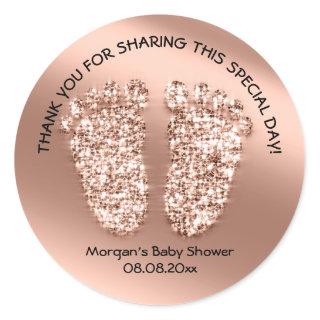 Rose Blush Feet Baby Shower Favor Gift Thank You Classic Round Sticker