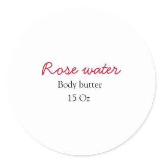 Rose body butter add your text name custom weight  classic round sticker