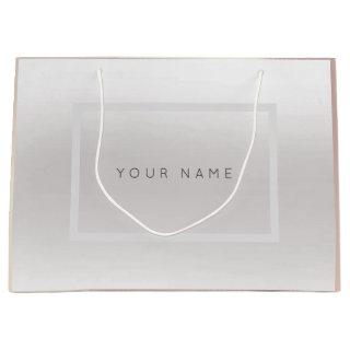 Rose Custom Name  Pearly Minimal Gift Gray Large Gift Bag