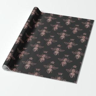Rose Gold and Black Bee Pattern