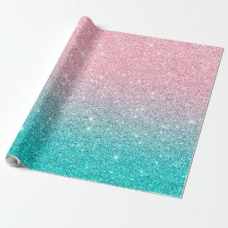 Rose-gold and turquoise glitter texture ombre