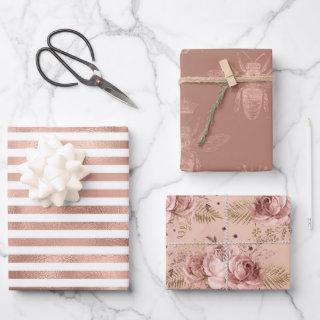 Rose Gold Bees and Floral  Sheets