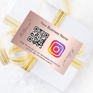 Rose gold blush business name qr code instagram  rectangular sticker