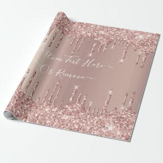 Rose Gold Blush Glitter Sparkle Drips - Your Text