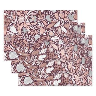 Rose Gold Burgundy Floral Illustration Pattern  Sheets