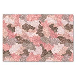 Rose Gold Camo Faux Glitter Camouflage Glam Tissue Paper