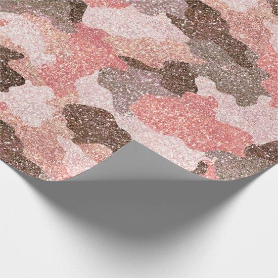 Rose Gold Camouflage Faux Glitter Camo Glam