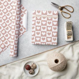 Rose Gold Checkerboard Hearts Pattern Valentine's