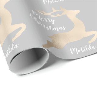 Rose Gold Christmas reindeer pattern personalized