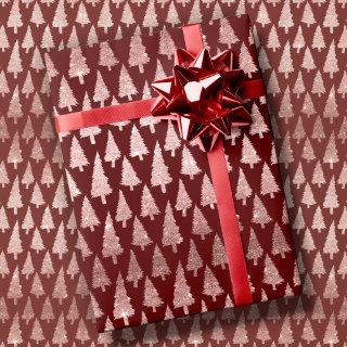 Rose Gold Christmas Trees on Winterberry Red Gift