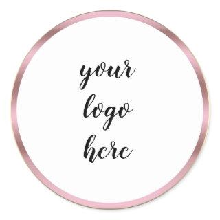 Rose Gold Circle Rings Border Glitter Custom Logo  Classic Round Sticker