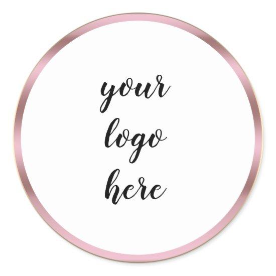 Rose Gold Circle Rings Border Glitter Custom Logo  Classic Round Sticker