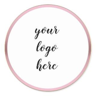 Rose Gold Circle Rings Border Glitter Custom Logo  Classic Round Sticker