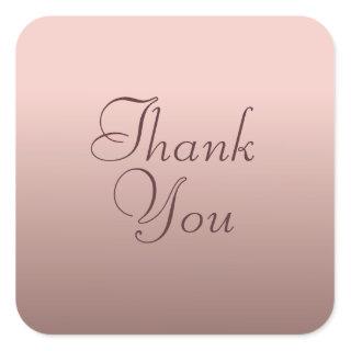 Rose Gold Color Thank You Template Elegant Square Sticker