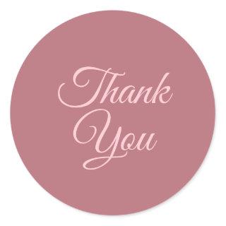 Rose Gold Custom Thank You Text Elegant Template Classic Round Sticker