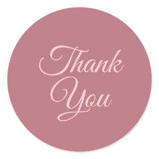 Rose Gold Custom Thank You Text Elegant Template Classic Round Sticker