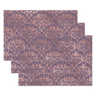 Rose Gold Damask on Purple  Sheets