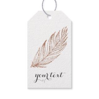 Rose Gold Faux Glitter Feather Gift Tags