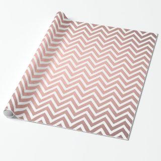 Rose Gold Faux Metallic Pink Chic Chevron Pattern