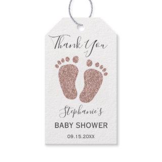 Rose Gold Glitter Baby Shower Thank You  Gift Tags