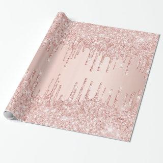 Rose gold glitter drips pink sparkle glam girly