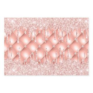 Rose gold glitter drips pink sparkle luxury  sheets