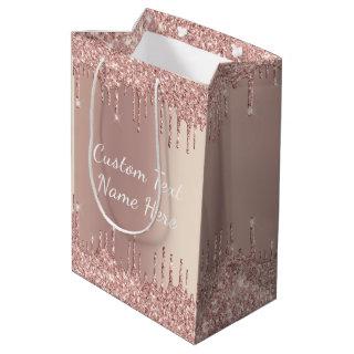 Rose Gold Glitter Gift Bag with Custom Text