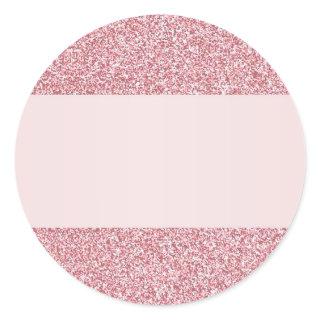 Rose Gold Glitter Look Add Text Blank Template Classic Round Sticker