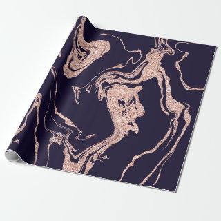 Rose gold glitter marble pattern navy blue