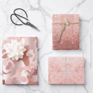 Rose Gold Glitter, Pink Marble + Glamouflage Camo  Sheets