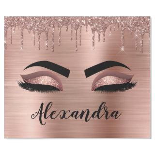 Rose Gold Glitter Sparkle Eyelashes Monogram Name