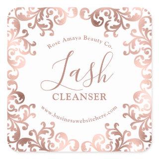 Rose Gold Lash Cleanser Stylish Frame Square Sticker