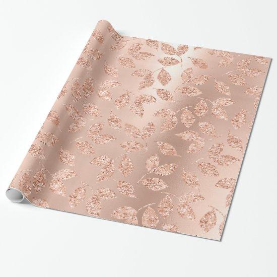Rose Gold Leafs Blush Copper Skinny Glitter Monoch