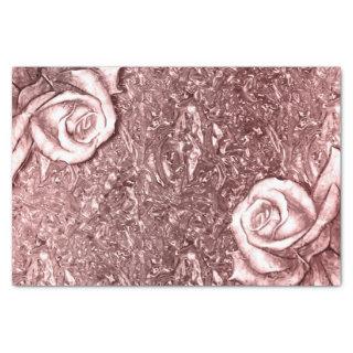 Rose Gold Liquid Chrome Metallic Floral Glam Party Tissue Paper
