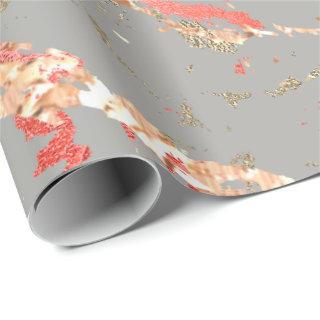 Rose Gold Marble Coral Gray Bright Pink Abstract
