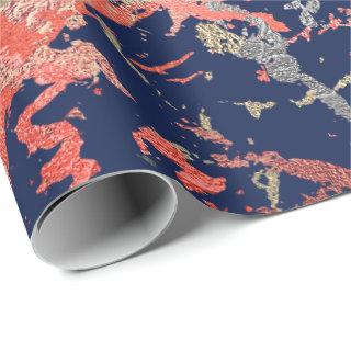 Rose Gold Marble Coral Navy Copper Abstract