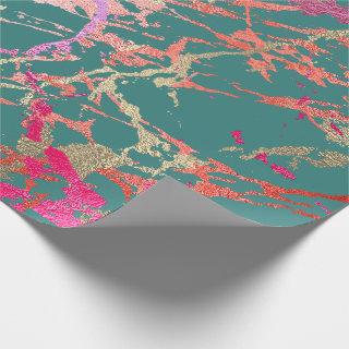 Rose Gold Marble Coral Teal Bright Pink Abstract