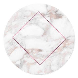 Rose Gold Marble Modern Elegant Blank Template Classic Round Sticker